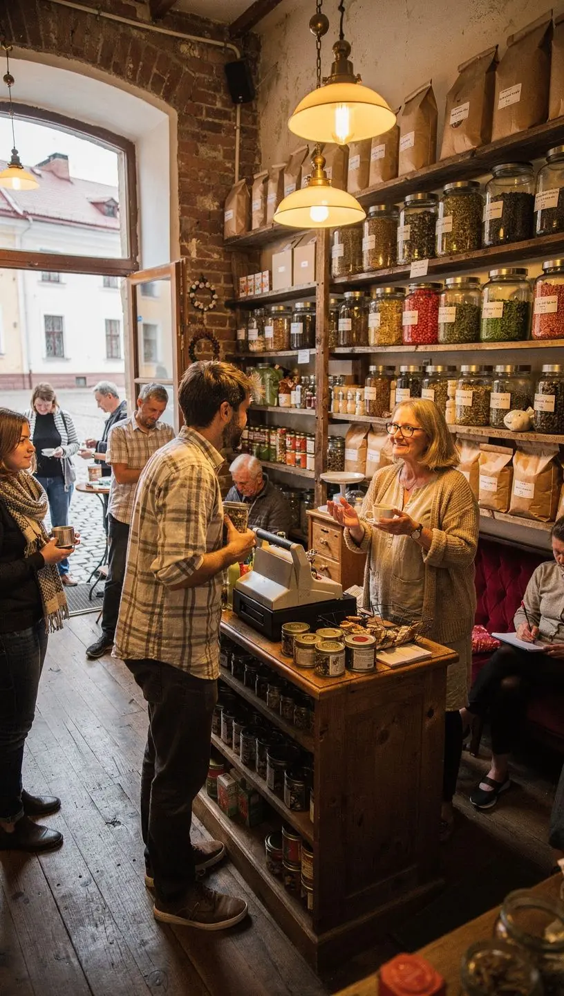 Žaliosios arbatos puodelis ant darbo stalo su knyga ir užrašu apie sąmoningą pertrauką.